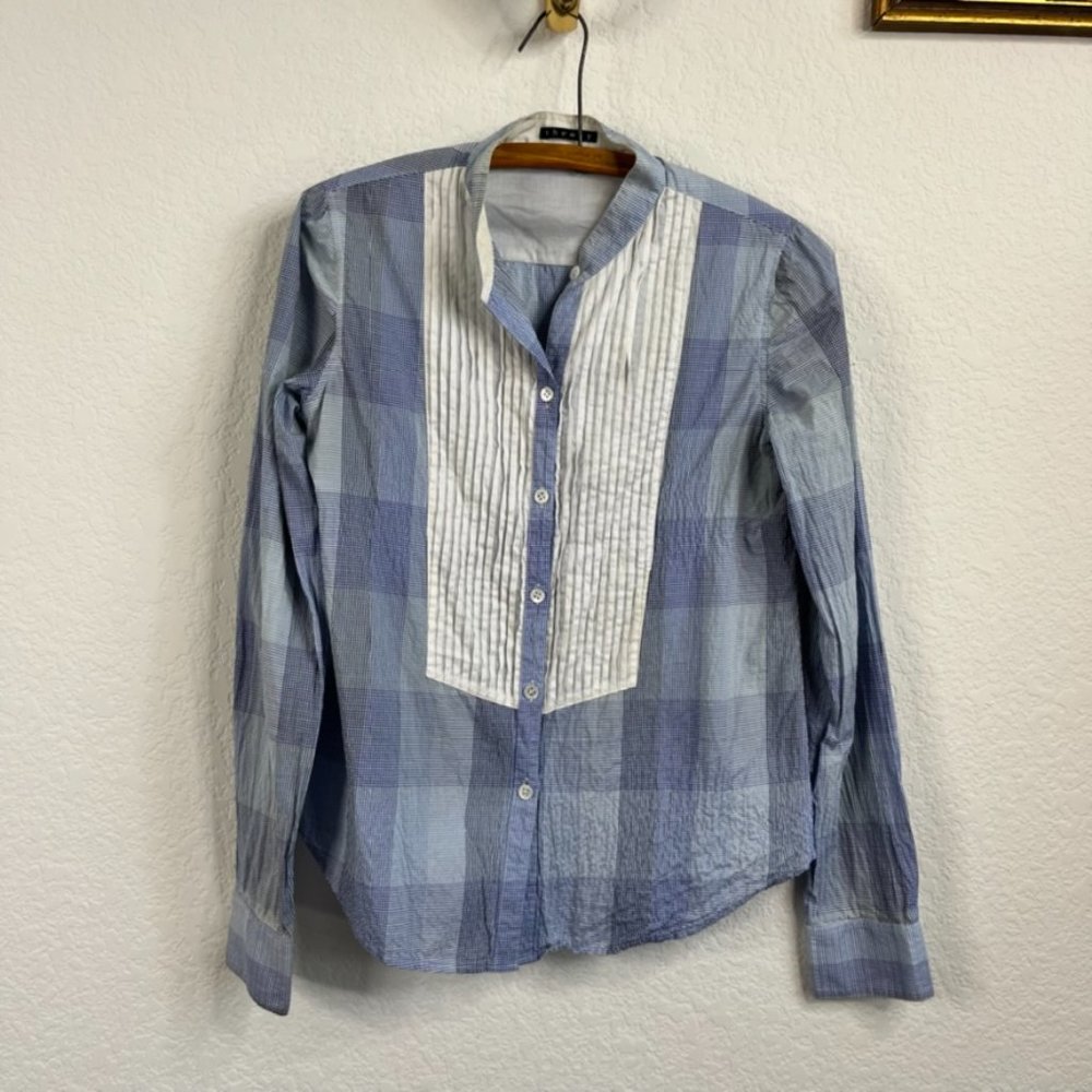 Theory Hamnet Plaid Tuxedo Button Shirt